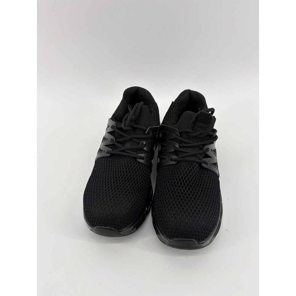 DYKHMiLY Work Lace Up Steel Toe Black Shoes Safety Sneakers, Size M (6) W (7.5)